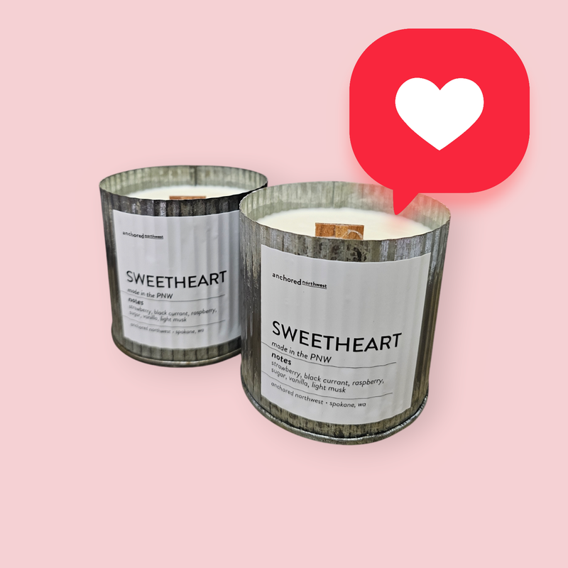 Sweetheart Valentine's Day Rustic Farmhouse Wood Wick Candle: 10oz