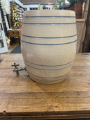 Antique 4 Gallon Stoneware Eight Blue Striped Crock with Spigot