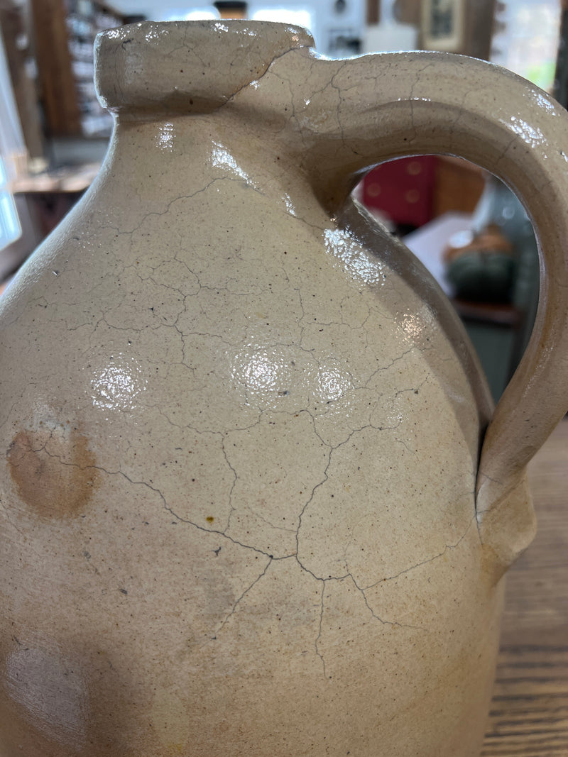 Antique Salt Glazed Two Gallon Stoneware Cobalt Blue Floral Design Jug