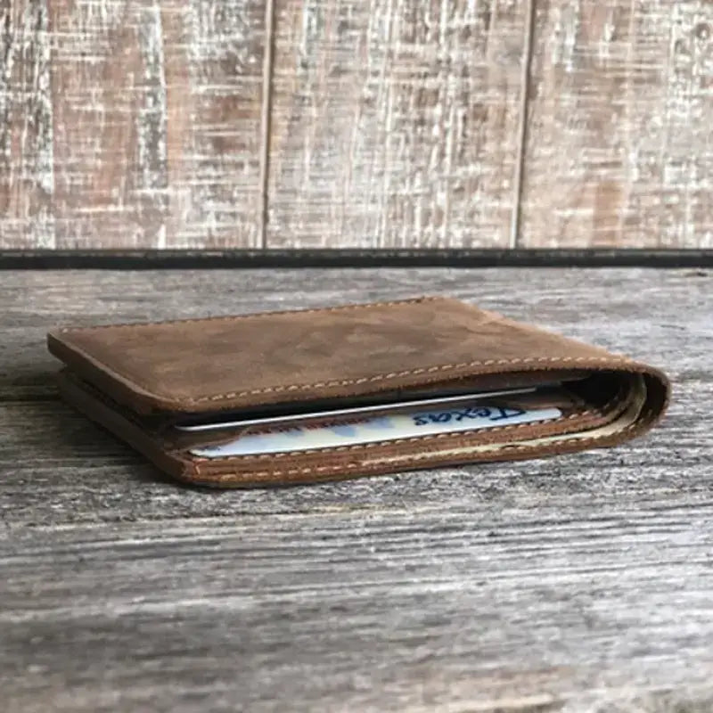 Genuine Leather Bifold Wallet Handmade Wallet for Men Rustic: Brown