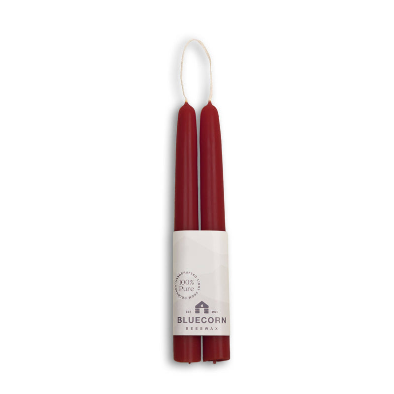 Hand-Dipped Pure Beeswax Taper Candlesticks: Burgundy / 12"