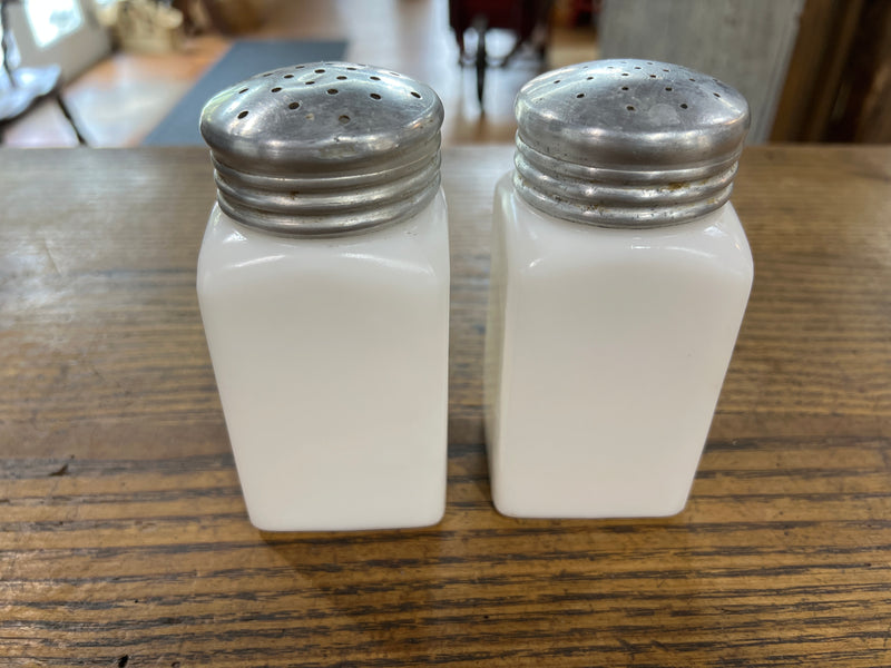 Vintage Milk Glass Salt and Pepper Shaker Set