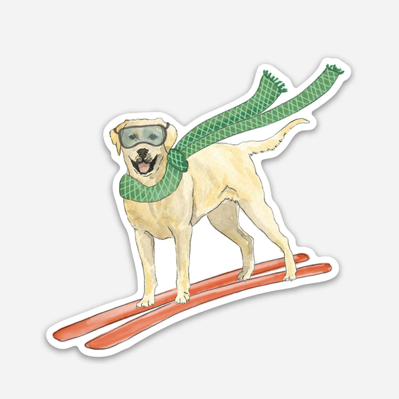 Yellow Lab Dog Sticker - Skiing Dogs - 3"x3"