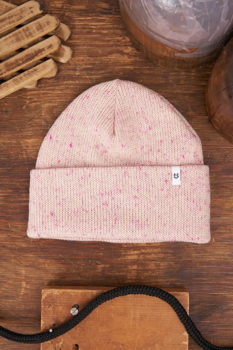 Cherry Blossom Tweed Ragg Wool Beanie: One Size