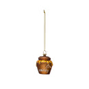 Hand-Painted Glass Honey Pot Ornament w/ Bee & Glitter, Bronze & Gold Finish