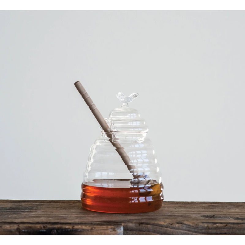 Honey Jar W/ Dipper - Glass