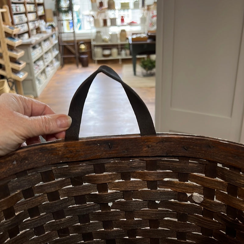 Vintage Painted Woven Wood Gathering Basket