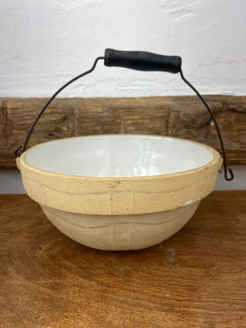 Vintage Stoneware Bowl with Bail Handle