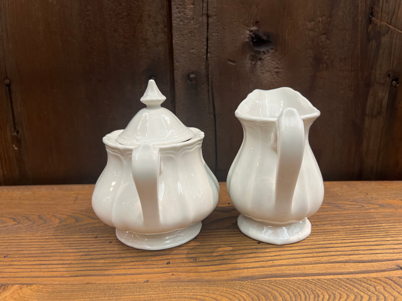 Vintage Red Cliff Ironstone Heirloom Sugar Bowl and Creamer Set