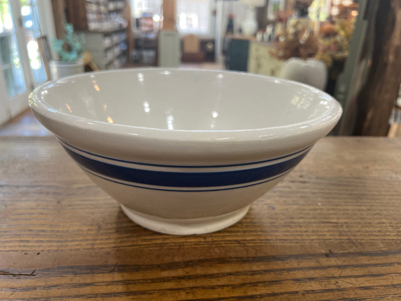 Vintage 10” Cobalt Blue Triple Banded Mixing Bowl
