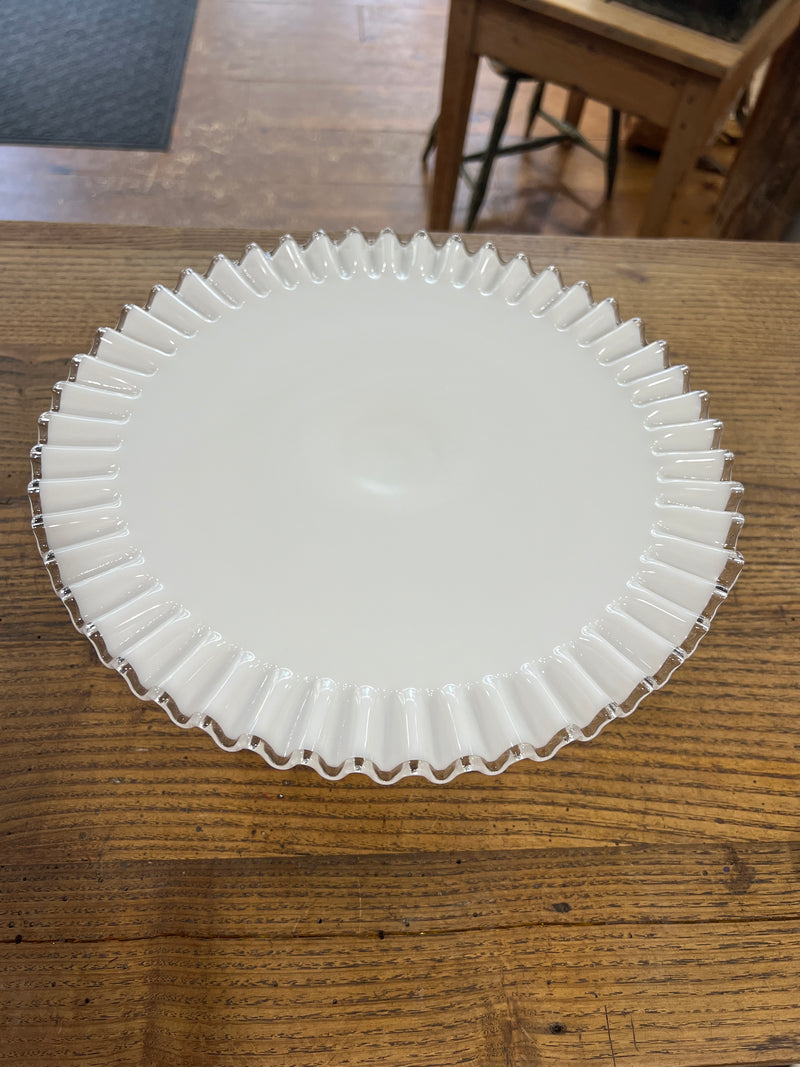 Vintage Fenton Hobnail White Milk Glass Pedestal Cake Stand