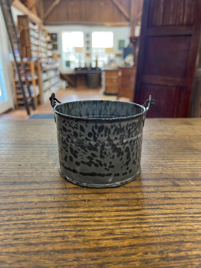 Antique Grey Graniteware Berry Bucket