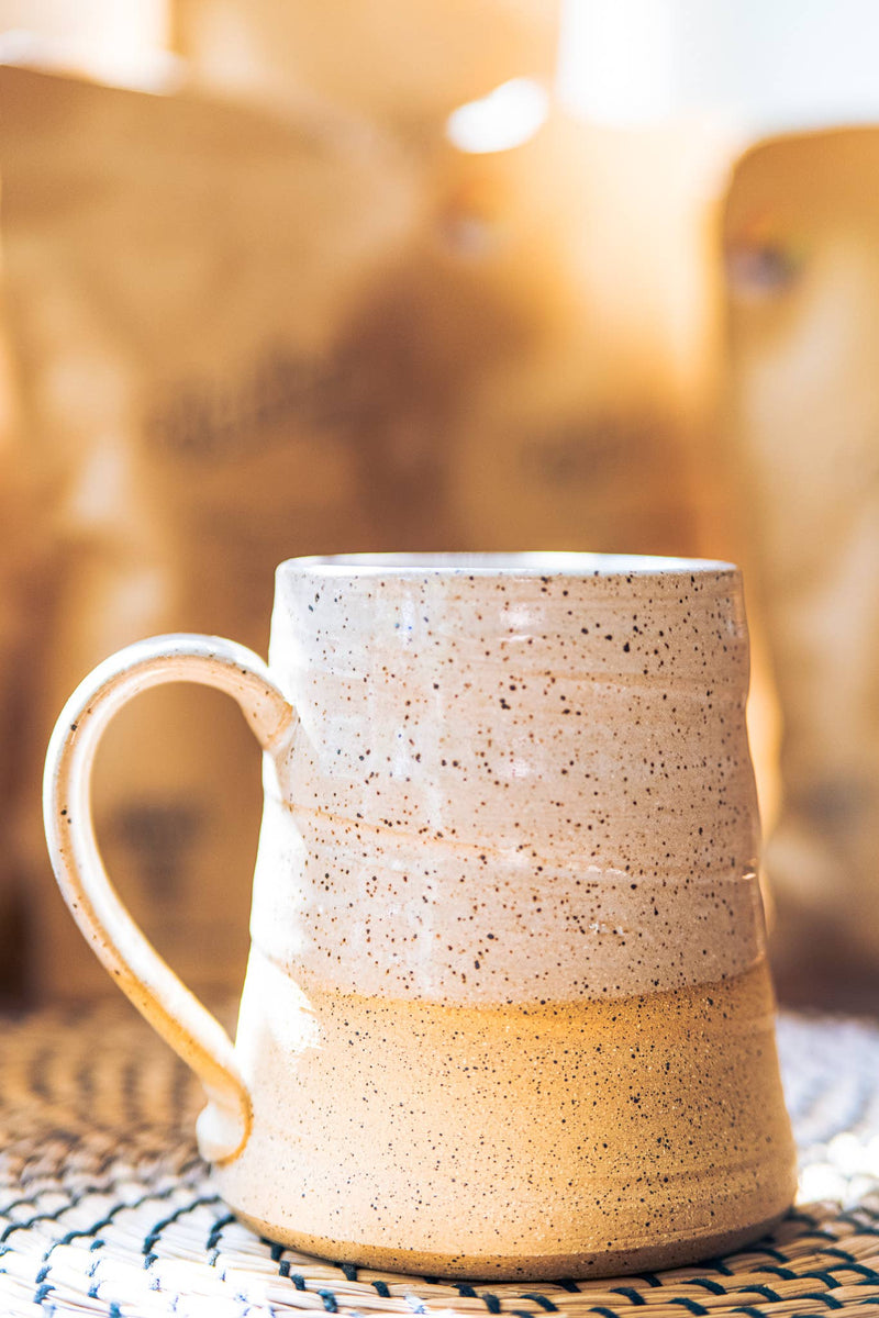 East Wheeling Clayworks Stein: White Speckled