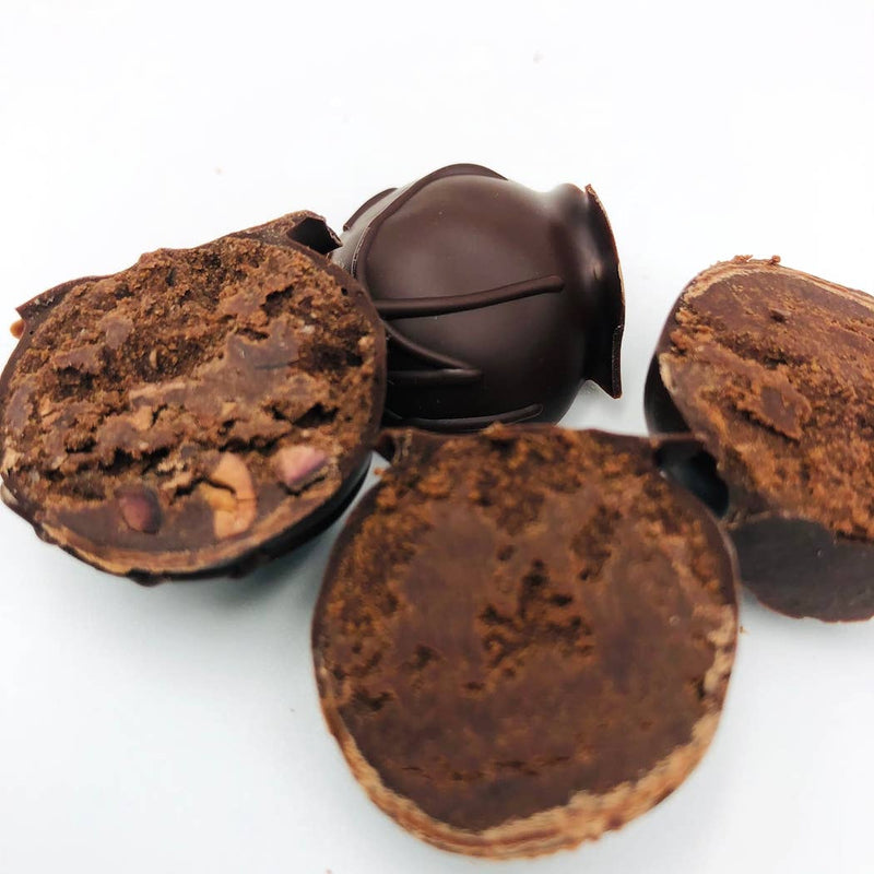 4 Piece Dark Chocolate Truffles: Vanilla Bean & VT Maple