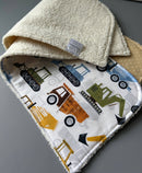 Trucks at Work Burp Cloth, set of 2