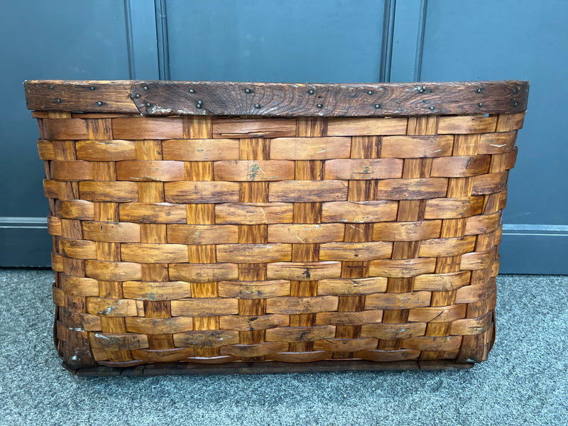 Antique Splint Woven Gathering Rectangle Crate Basket