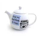 Stoneware Teapot "Drink Tea Read Books Be Happy"
