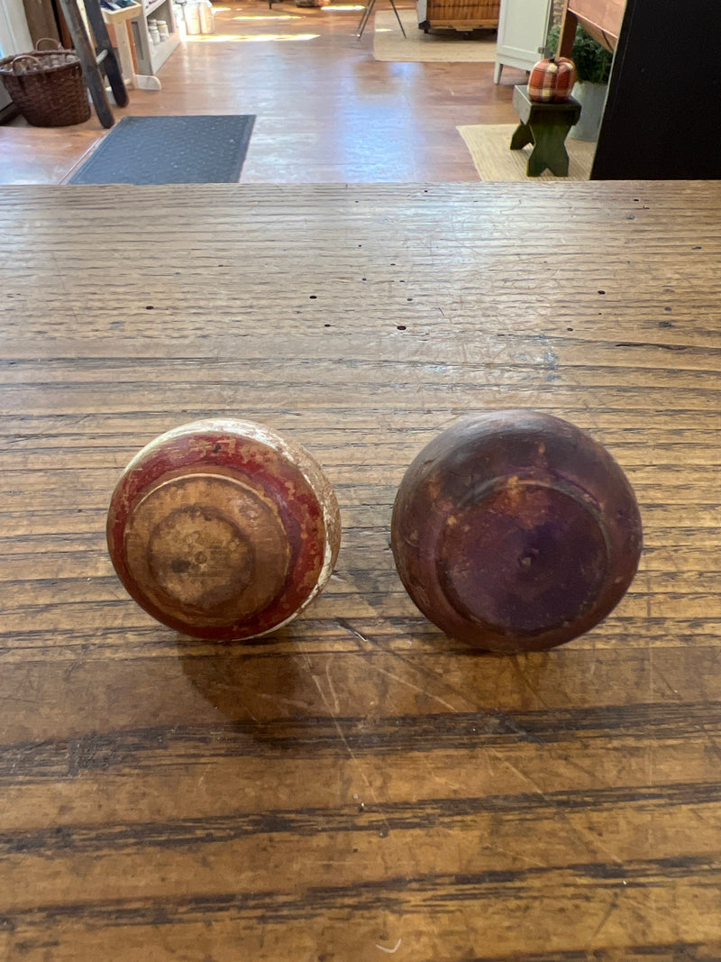 Vintage Wooden Spinning Top with Metal Tip