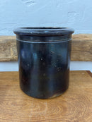 Antique Brown Glazed Stoneware Crock Jar