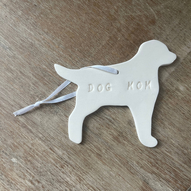 Dog Mom Christmas Ornament  | Handmade Pottery 