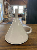 Vintage White Enamelware with Blue Trim Funnel