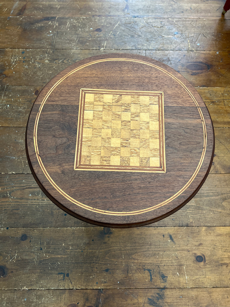 Antique Inlaid Tilt Top Chess Game Table