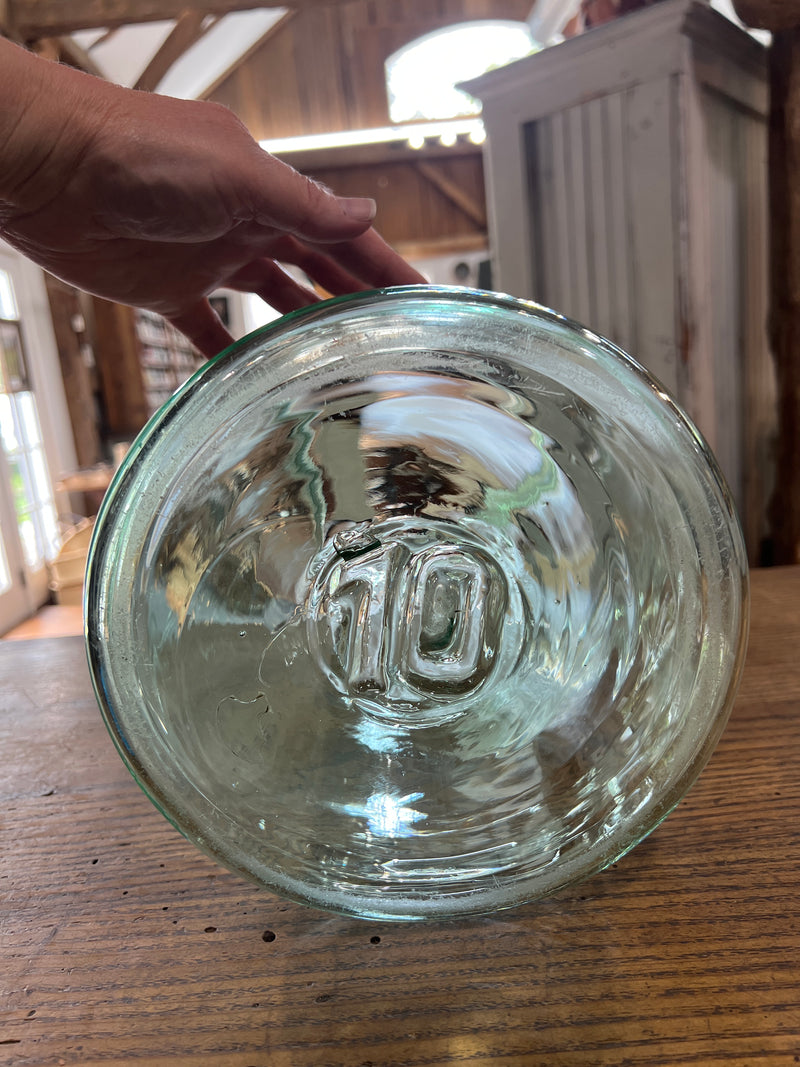 Vintage 14” Tall Blown Light Green Glass European Pickling Jar