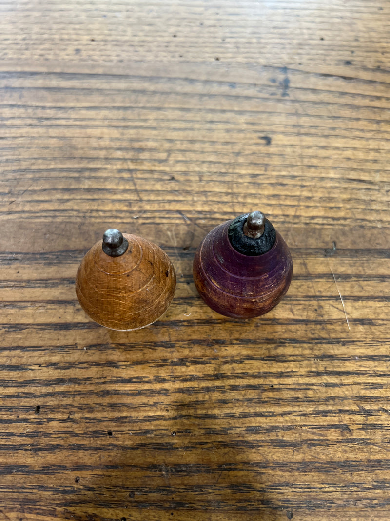 Vintage Wooden Spinning Top with Metal Tip