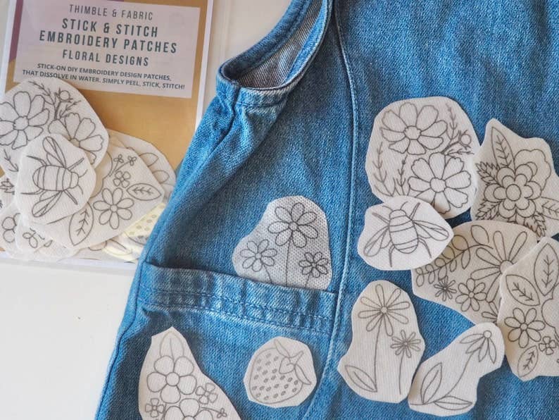 Floral Stick and Stitch Embroidery Patches