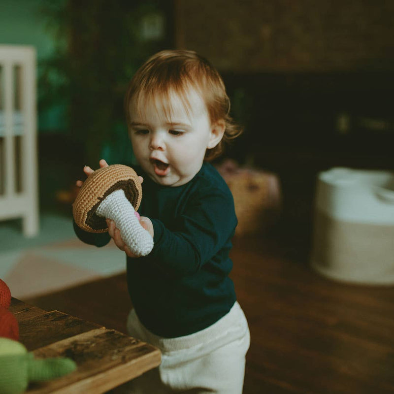 Pretend Play Food Rattle - Brown Mushroom