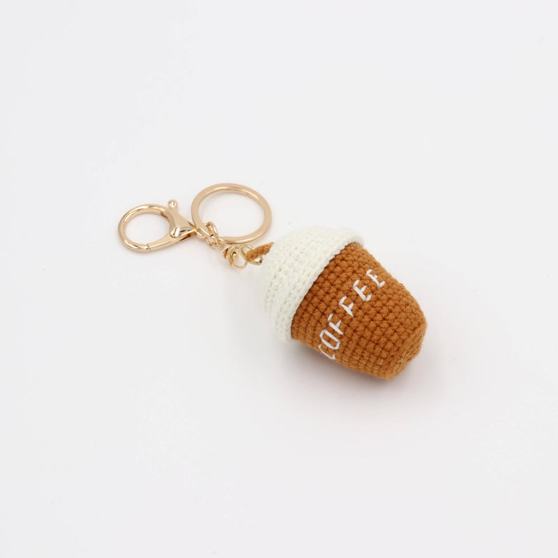 Hand-Knitted Coffee Cup Keychain for a Warm Pick-Me-Up