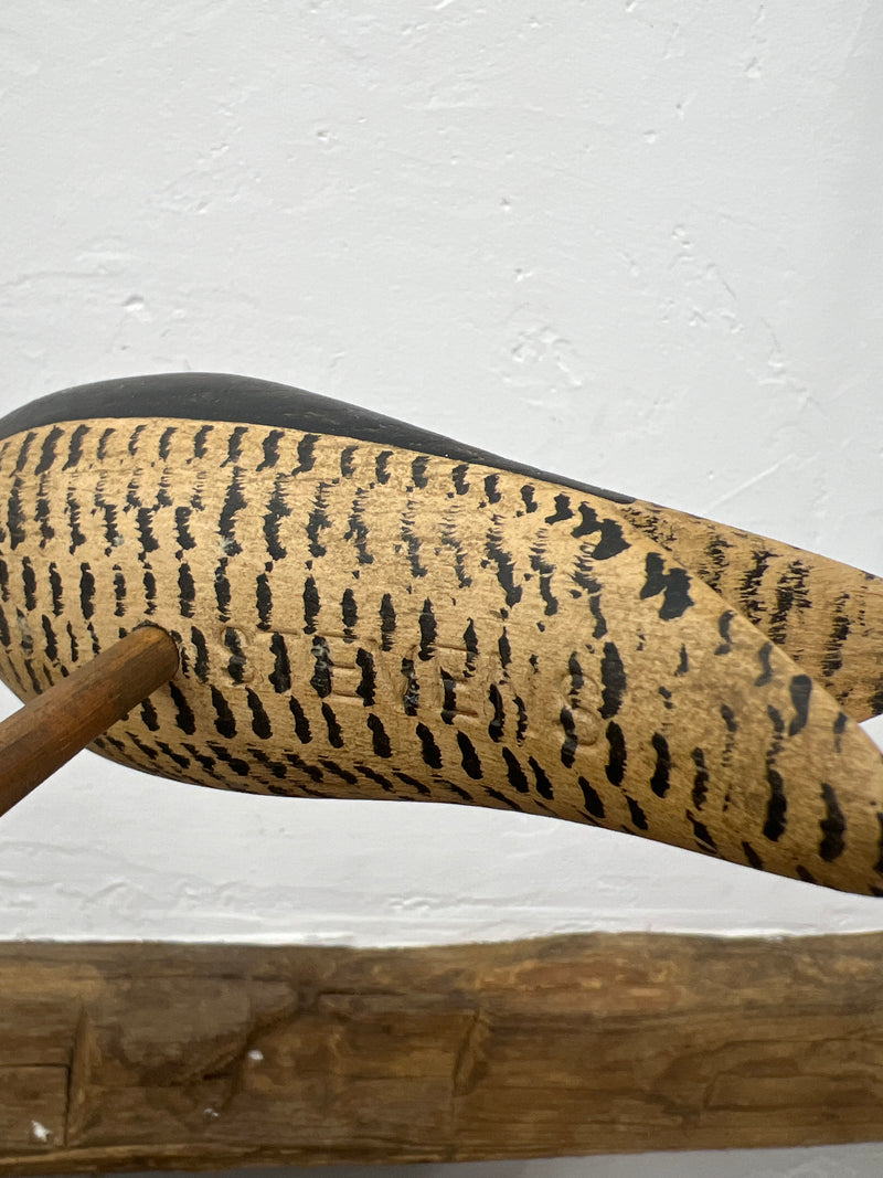 Vintage Samuel Stevens Hand Carved Wooden Shorebird Decoy