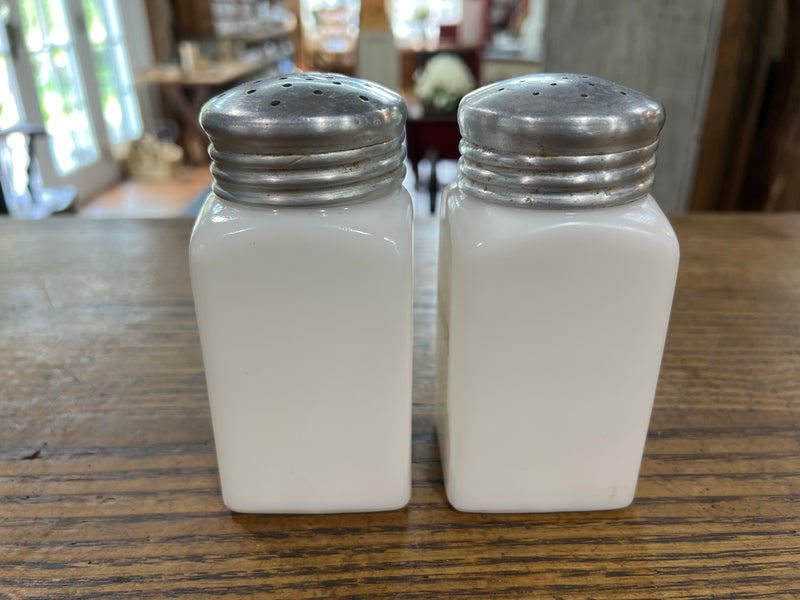 Vintage Milk Glass Salt and Pepper Shaker Set