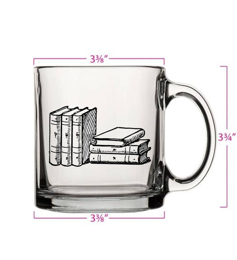 Stack of Books 13oz Glass Tea or Coffee Mug