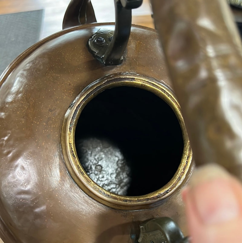 Antique Large Hammered Copper and Red Copper Lid  Tea Kettle