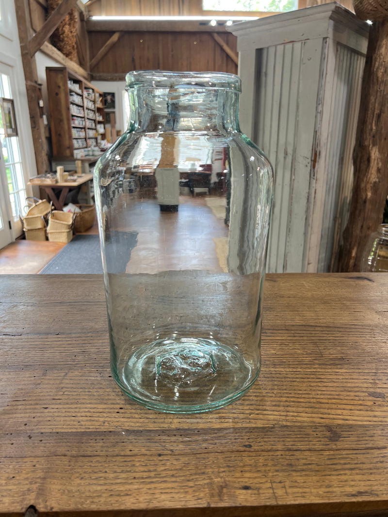 Vintage 14” Tall Blown Light Green Glass European Pickling Jar