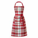 Christmas Red Multi Plaid Apron 100% Cotton