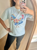 Chicken Faux Texture Patchwork Comfort Colors Tee: Chambray / Medium