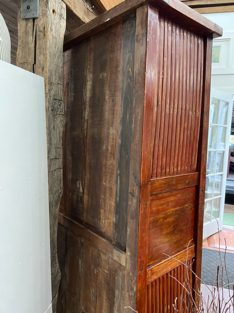 Vintage Old Chinese Six Split Bamboo Door Cabinet