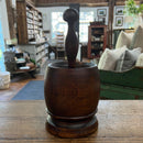 Antique Walnut Wooden Mortar and Pestle Set