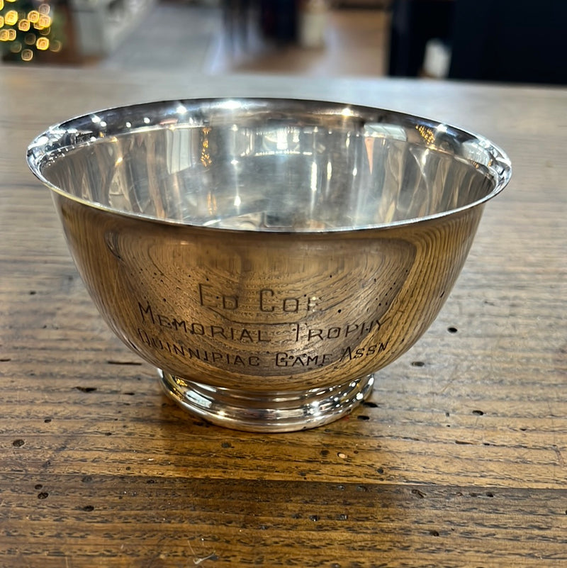 Vintage Silver-Plate Footed Bowl Trophy-Ed Cole Quinnipiac Game Assn.