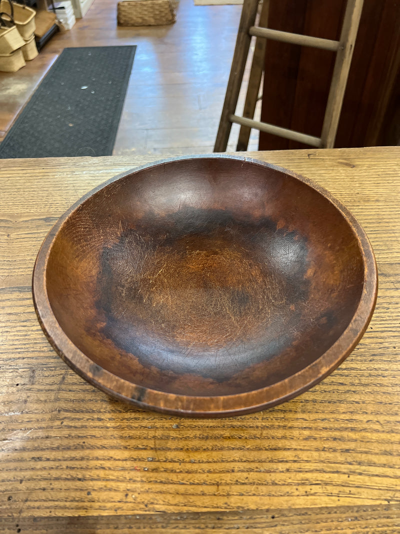 Antique 12.75” Wooden Bowl