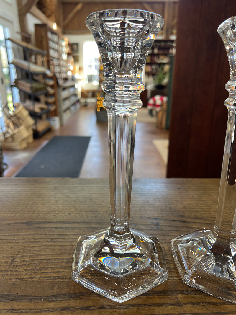 Vintage Pair of 10” Crystal Candle Holders