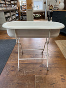 Vintage European Enamel Baby Bathtub on Stand