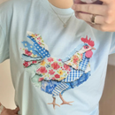 Chicken Faux Texture Patchwork Comfort Colors Tee: Chambray / Medium