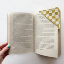 Corner Bookmark in blue and cream checker / book lover gift