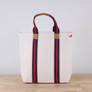 Society Canvas Leather Tote Bag: Navy Red