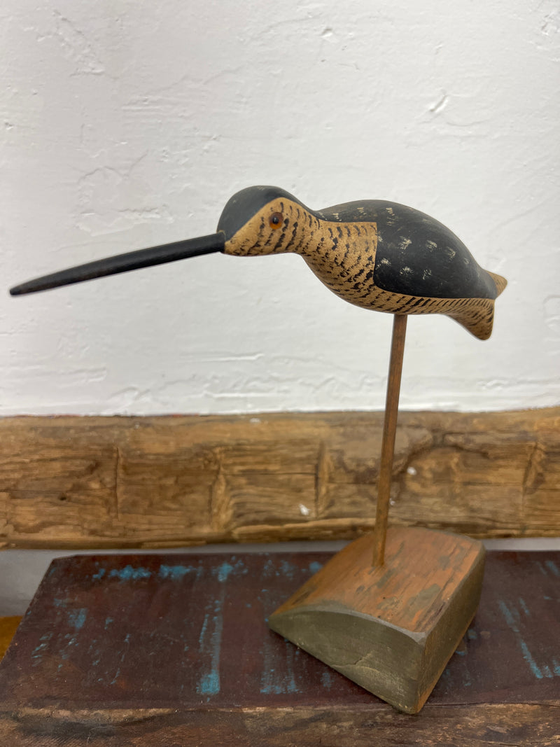 Vintage Samuel Stevens Hand Carved Wooden Shorebird Decoy
