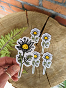 Iron-on patch | daisy flower - 4" x 1.8": Patch attached to backer card