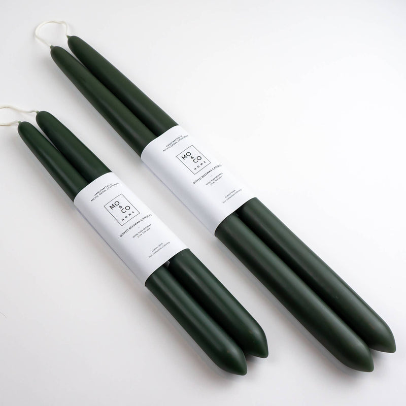 100% Beeswax Dipped Candles | Forest Green: 10 Inch